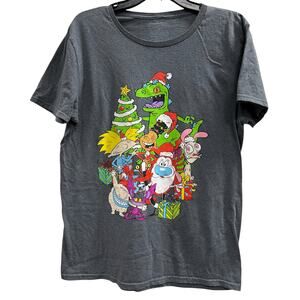 Christmas Holiday T-Shirt classic 90's cartoon characters Men’s tee sz M